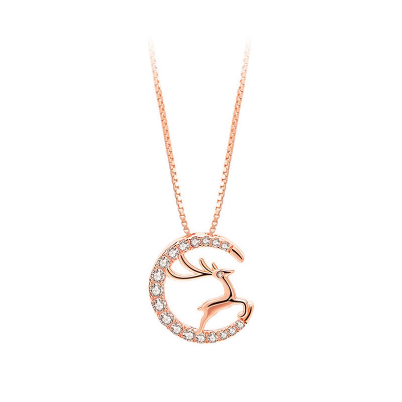 Goldkingdom Fashion Perhiasan Aksesoris Ready Stock Elk Kalung Wanita Ringan Mewah Perak Murni Sederhana Kerah Rantai