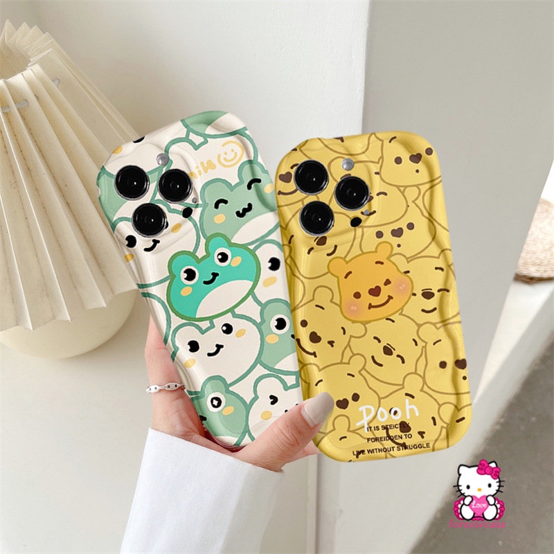 Casing 3D Wavy Curved Edge Glossy Untuk Realme C53 C31 C21Y C15 C55 C12 C25Y C33 C35 C30S C30 C25s C20 C11 C25 C11 2021 C17 6i 5i 5s 7i 5 C3 Fun Frog Cute Winnie The Pooh Couple Cover