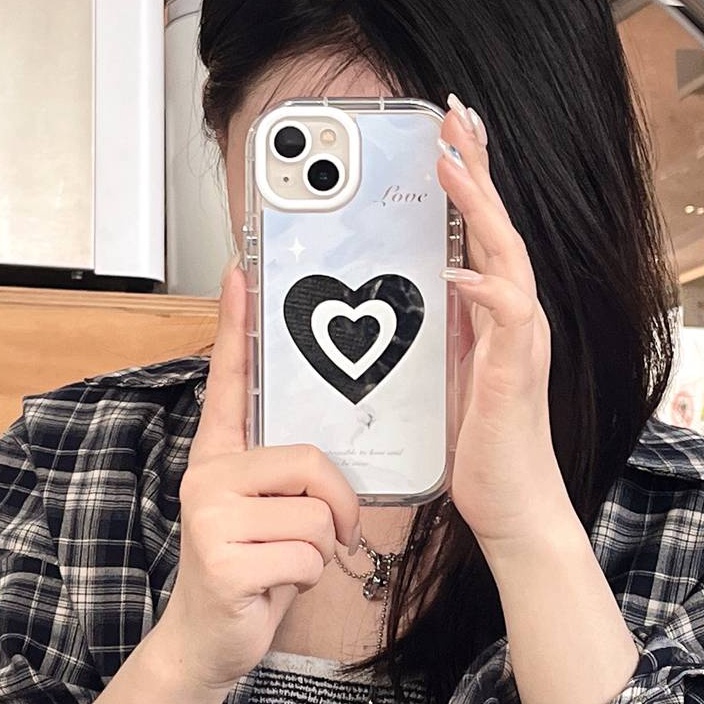 【Ice Cream Mirror】Air Bag Pretty Baby Blue Love Soft Case IPhone 11 12 13 14 Pro Max Women's Gift Cute Phone Case Make up