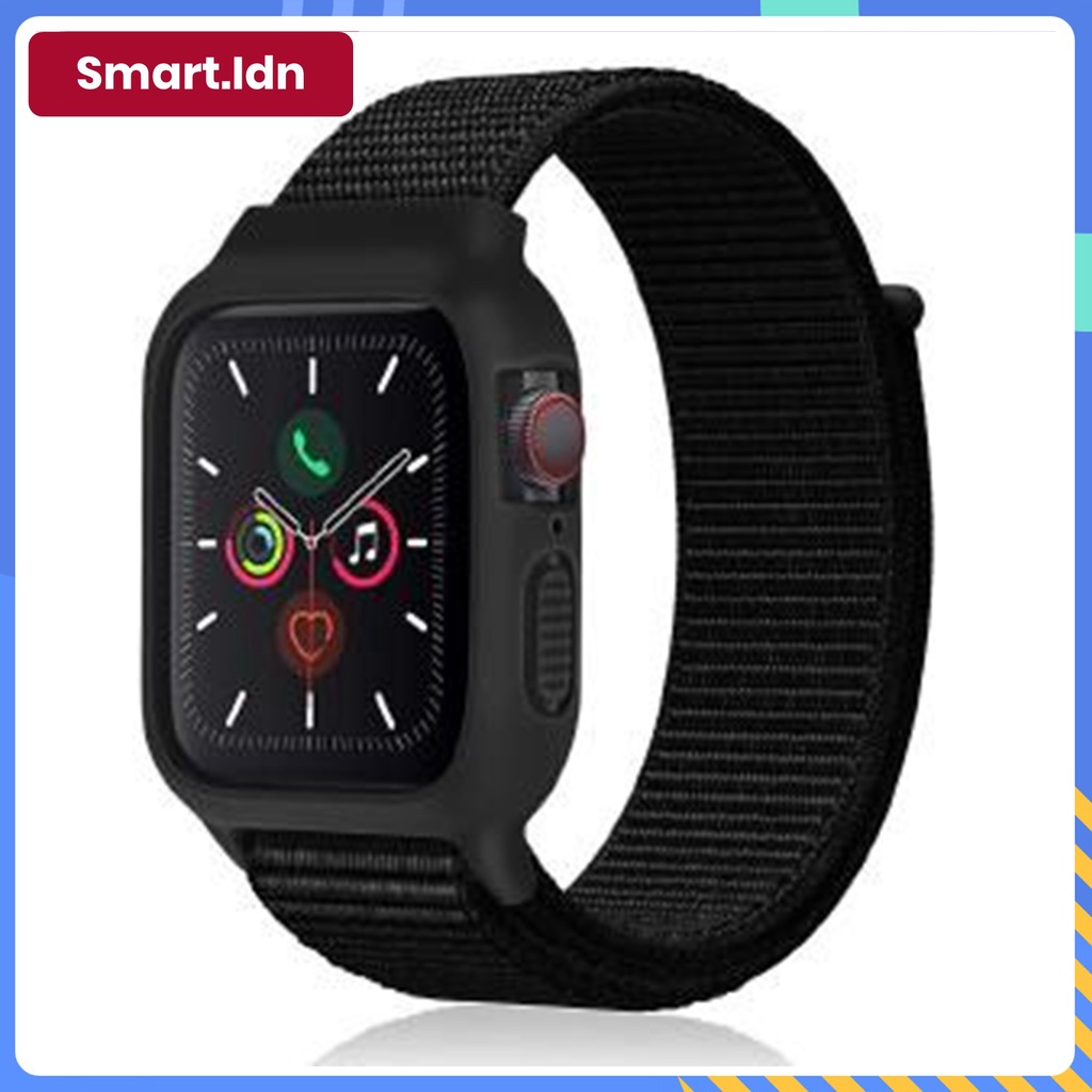 Apple Watch 2-in-1 Integrated Nylon Strap iWatch Series 38mm  40mm 41mm 42mm 44mm 45mm Replacement Soft Band