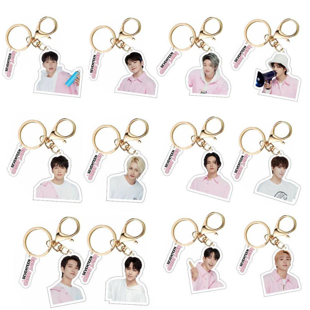 QUINTON Seventeen Gantungan Kunci Kpop Hadiah Tempat Kunci Mobil Perhiasan Handbag Charms Hanging Decoration Acrylic Seventeen Keyring