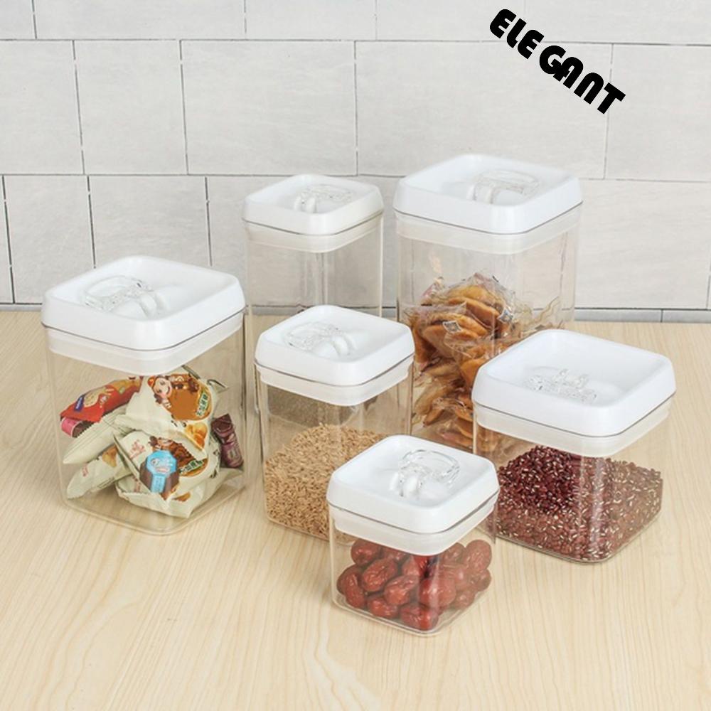 [Elegan] Kedap Udara Canister 0.5L~2.3L Anti Bocor Kotak Penyimpanan Organizer Dapur Beras Multigrain Vacuum Sealed Kaleng