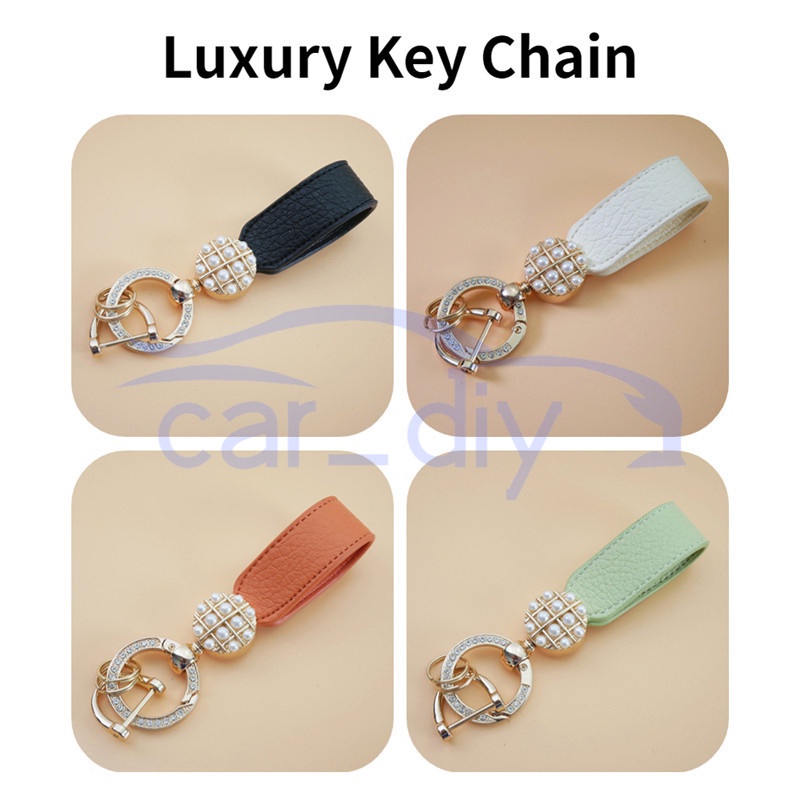 Gantungan Kunci Kulit Mewah Gantungan Kunci Logam Berwarna-warni Untuk Sepeda Motor Mobil Tempat Tas Kunci Jarak Jauh Dekorasi Hadiah Gaya Elegan Gift Keychain Holder