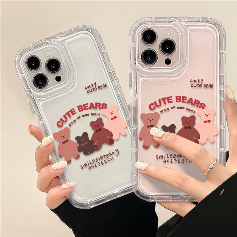 IPHONE Casing Ponsel Kompatibel Untuk Iphone14 13 12 11 Pro XS Max X Xr7 +8 Plus Soft Casing Beruang Lucu Transparan TPU Silikon Bening Shockproof Cover