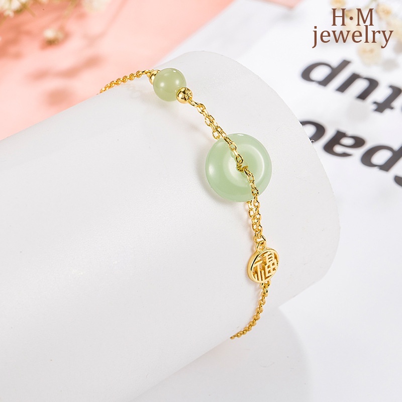 Gelang Giok Hetian Baru Kartu Berkah Gelang Mewah Dan Kesederhanaan Ringan Wanita