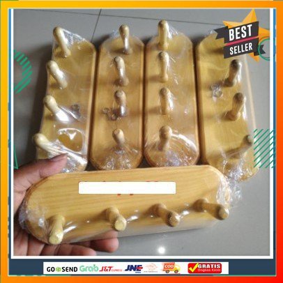 gantungan kunci kayu / gantungan dinding kayu 4 kait custom / kapstok baju unik / kapstok serbaguna