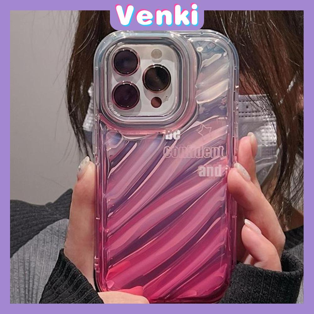 VENKI - For iPhone 11 iPhone Case Laser Reflective Transparent Phone Case TPU Soft Shockproof Airbag Case Protection Gradient Pink English Compatible with iPhone 14 13 Pro max 12