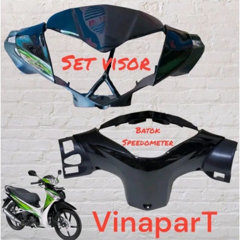 batok depan atau belakang Supra x 125 helm in kyz hitam set visor win