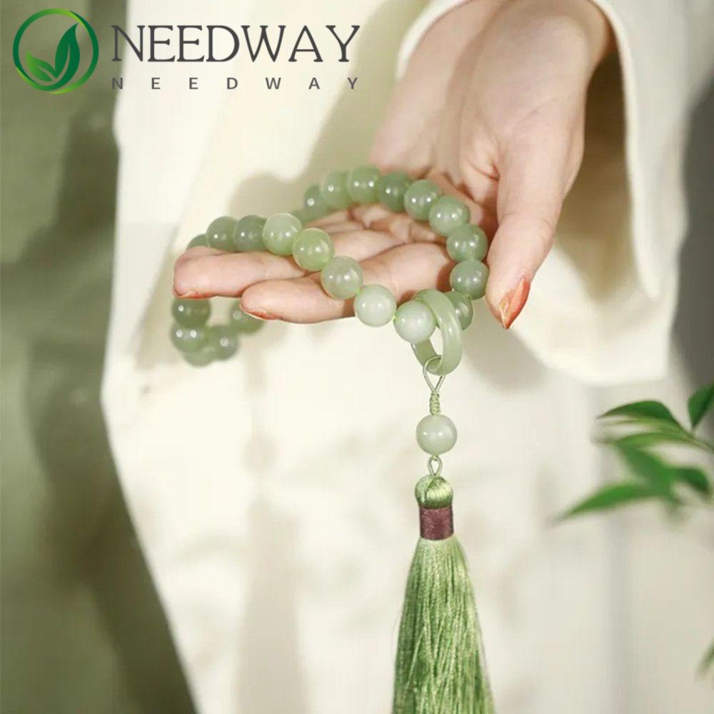 Needway   Wanita Pria Gelang Elegan Tren Meditasi Hadiah Besar Bungkus Jari Buddha Manik-Manik