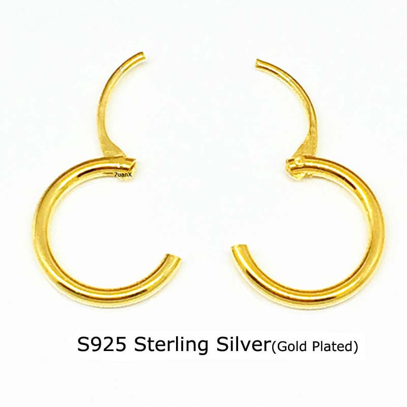 1biji S925 Sterling Silver Hoop Earring Lapis Emas Lobe Helix Piercing 8-20mm Hypoallergenic