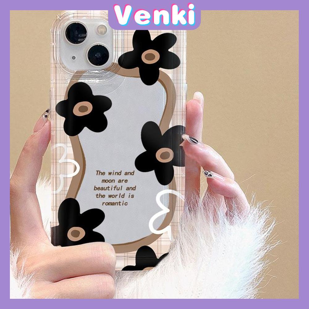 VENKI - For iPhone 11 Case Clear Phone Case TPU Soft Case Airbag Shockproof Protection Camera Simple Black Flower Compatible with iPhone 14 13 Pro Max iPhone 12 Pro Max XR XS 7 8