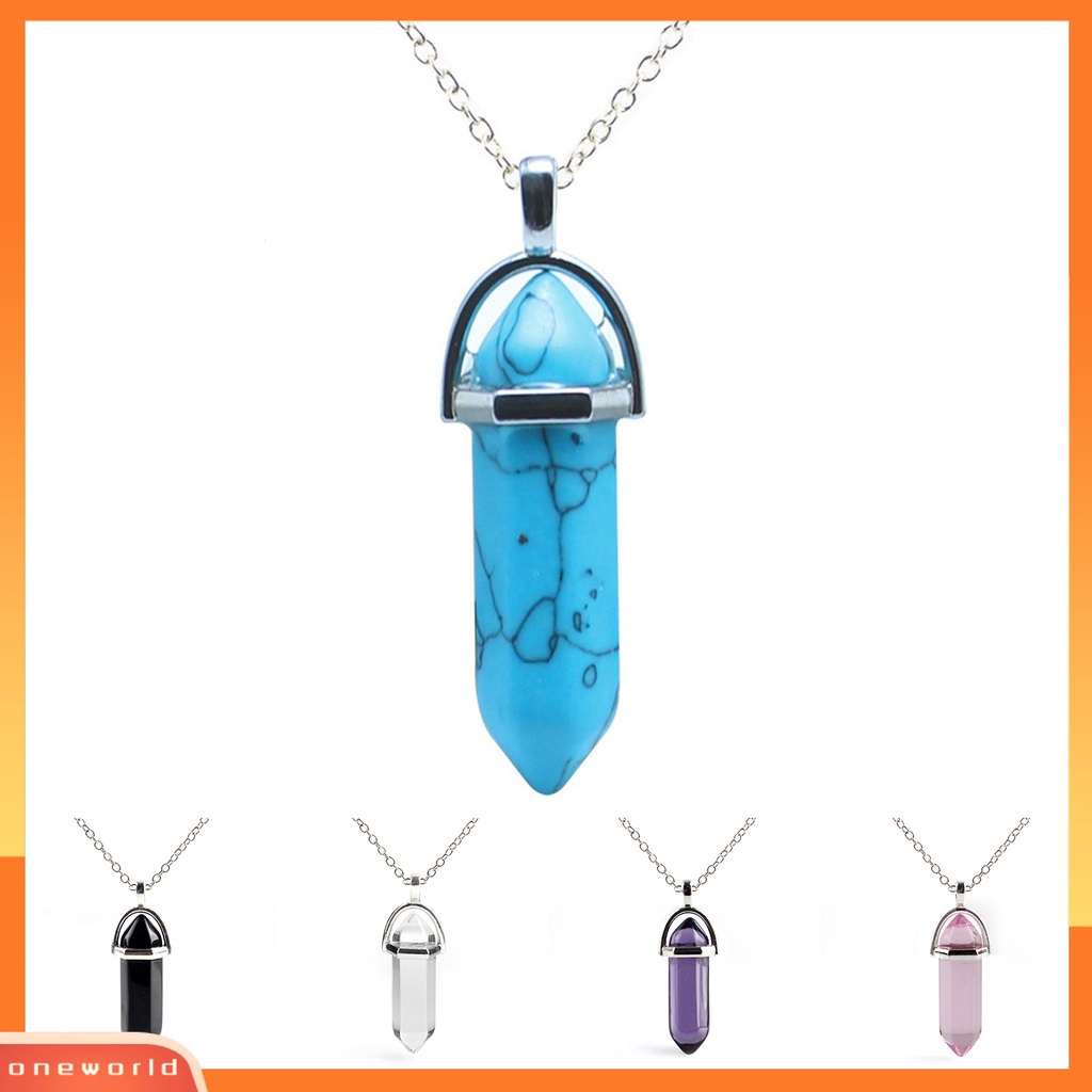 [ONE] Nice-looking Necklace Hadiah Sempurna Kalung Liontin Batu Kristal Imitasi Bahan Alloy Untuk Harian