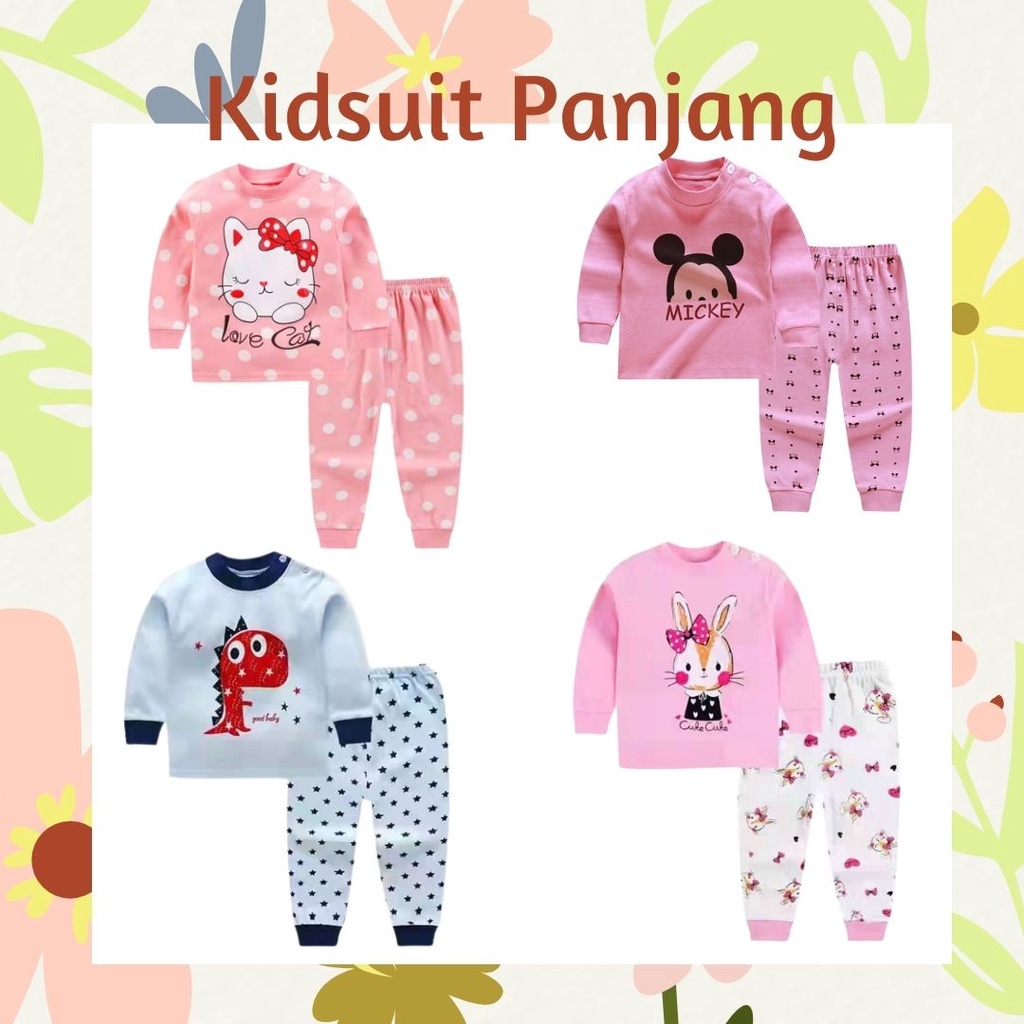 Plazababyku KIDS SUIT PANJANG Setelan Anak Bahan Kaos Lengan + Celana Berkualitas Import  NEW1