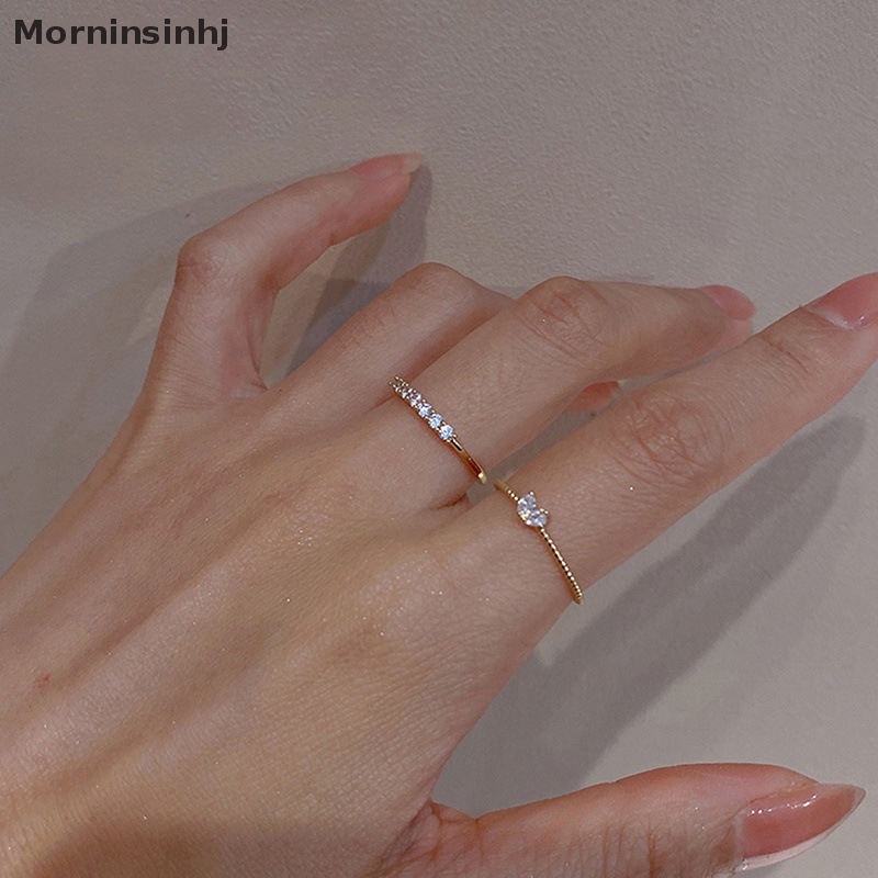 Mornin Fashion Kristal Hati Pernikahan Band Rings Untuk Wanita Pertunangan Warna Emas Perempuan Cincin Halus Pesta Jewerly id