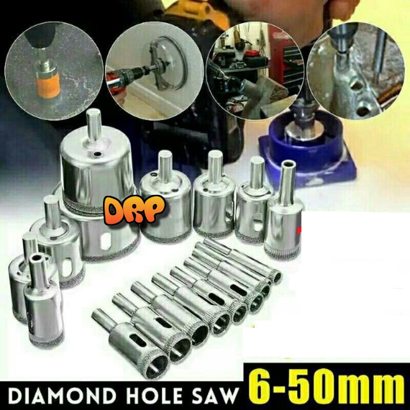 Set Mata Bor Kaca Holesaw Hole Saw Keramik Granit Marmer Batu Porselen Diamond Hss Pelubang Keramik