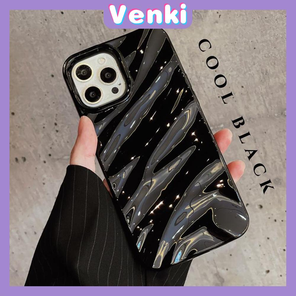 VENKI - Untuk iPhone 11 Case Soft Case Glossy 3D Ripple Dimensi Shockproof Coklat Ungu Hitam Putih Hijau Untuk iPhone 14 Pro Max 13 Pro max 12 Pro Max 11 iPhone XR XS 7Plus 8Plus