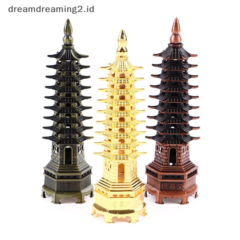 (drea) Menara Pendidikan Feng Shui Sembilan Tingkat Ornamen Desktop Pagoda Wen Chang //