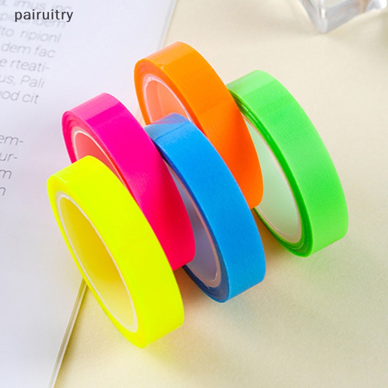 Prt 5roll 5warna Stiker Transparan Neon Index Tabs Bendera 5m Sticky Note Alat Tulis Anak Hadiah Perlengkapan Kantor Sekolah PRT
