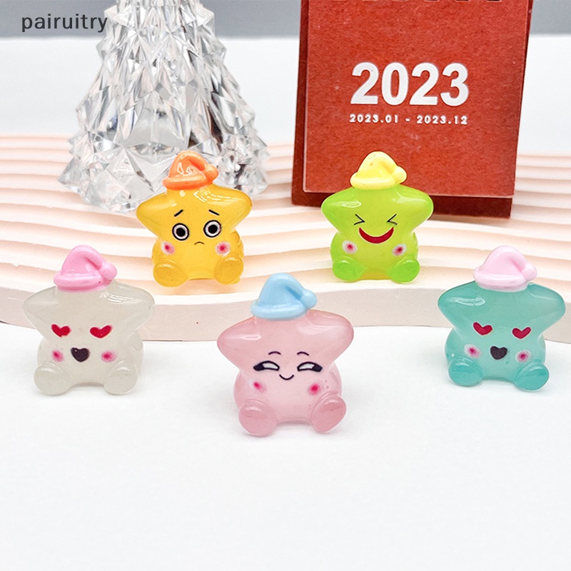 Prt 2PCS Luminous Mini Stars Resin Mobil Desktop Decor DIY Miniatur Ornamen Hadiah PRT