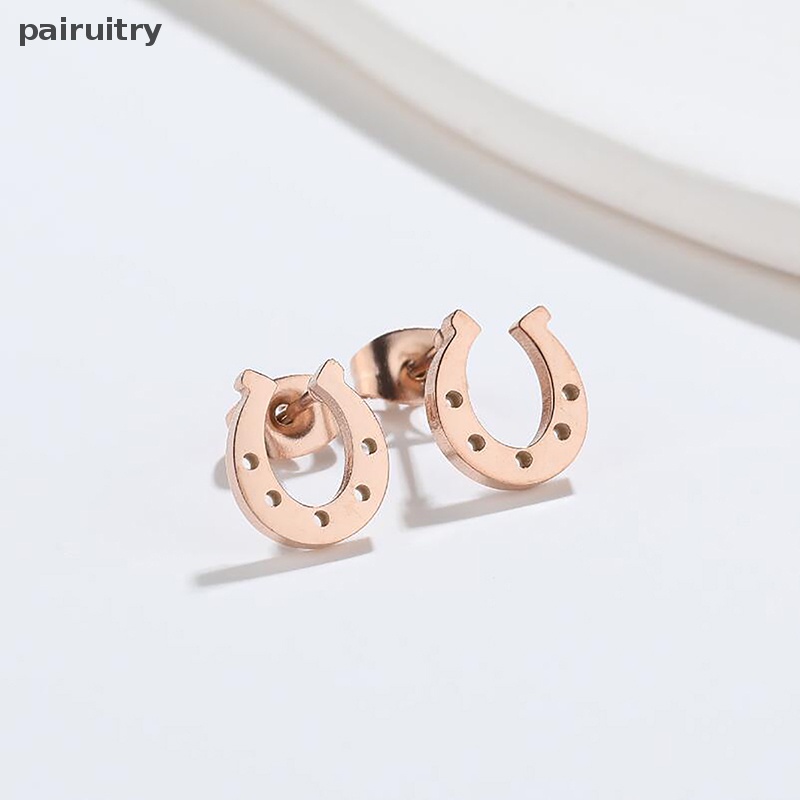 Prt 1pasang Anting Tusuk Bentuk U Bahan Stainless Steel Minimalis Horse Shoe Earing PRT