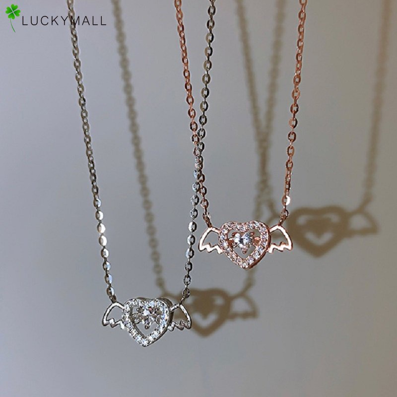 Kalung Rantai Sudut Hati Zirkon Elegan Untuk Aksesoris Perhiasan Liontin Kristal Fashion Wanita