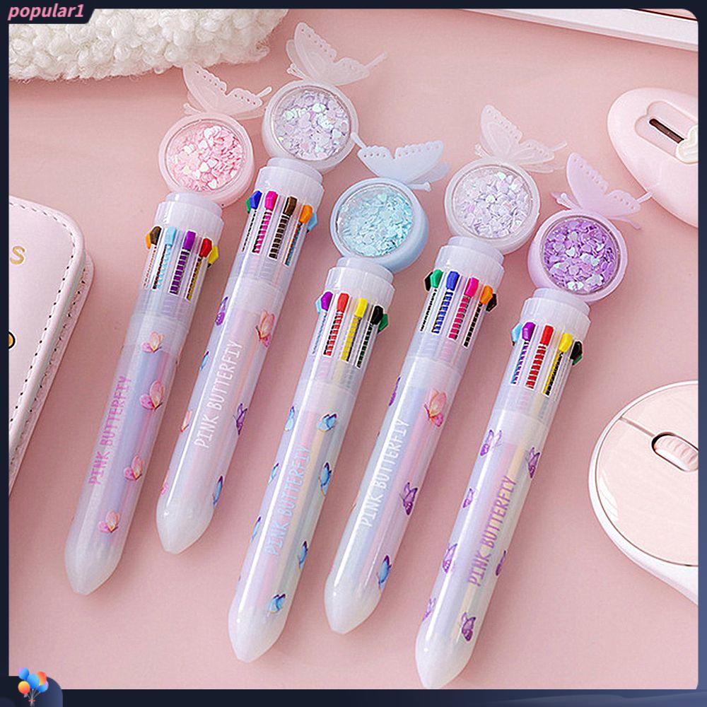 Populer 10warna Bolpoin Set Alat Tulis Sekolah Kantor Supply Colorful Refill Rollerball Pen
