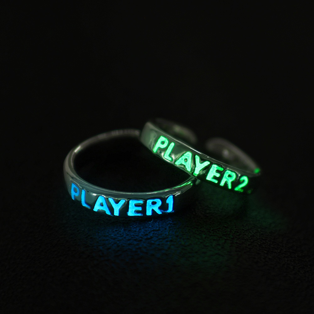 Fashion Couple Rings Glow In The Dark Cincin Jari Terbuka Hati Sederhana Untuk Aksesoris Perhiasan Sahabat