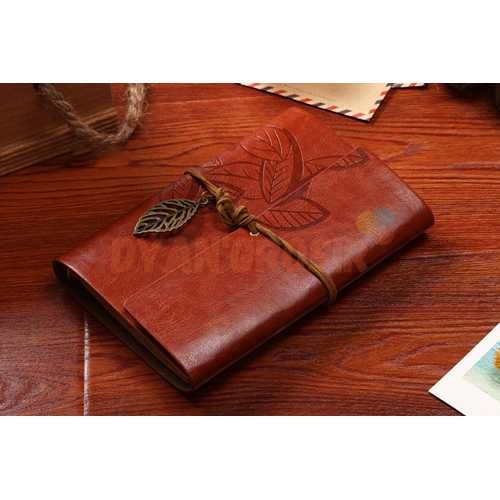 

BESTOYARD Buku Catatan Binder Kulit Retro Leaf Kertas A5 - B-606