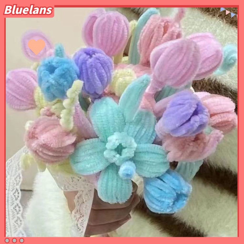 {In Stock} 100Pcs Twist Stick No Fluorescent Agent Fluffy Soft DIY Aneka Karya Seni Meningkatkan Kemampuan Tangan Chenille Batang Rumah Pasokan