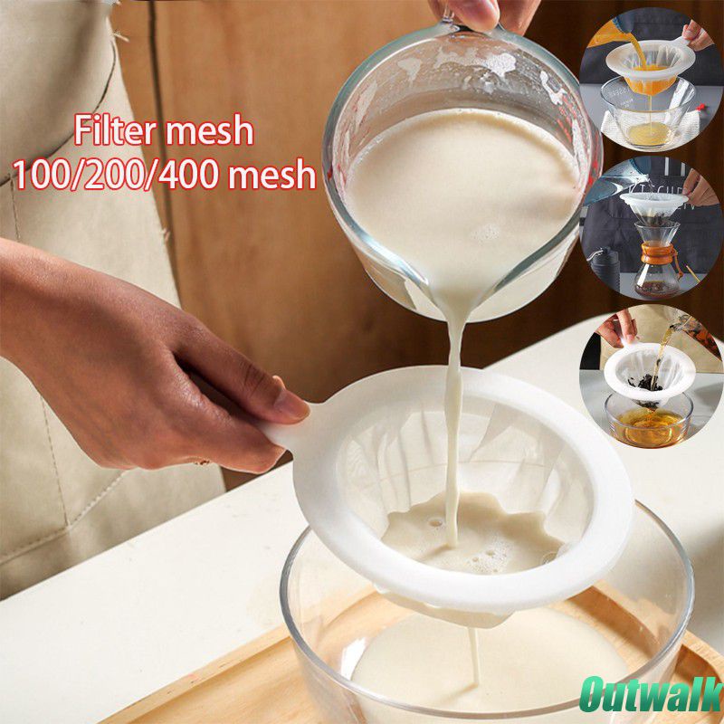 Filter 100/200/400 Mesh Dapur Penyaring Susu Ultra-halus Mesh Saringan Dapur Nilon Mesh Sendok Penyaring untuk Kedelai Susu Buah Jus Teh Kebocoran Kopi Filter