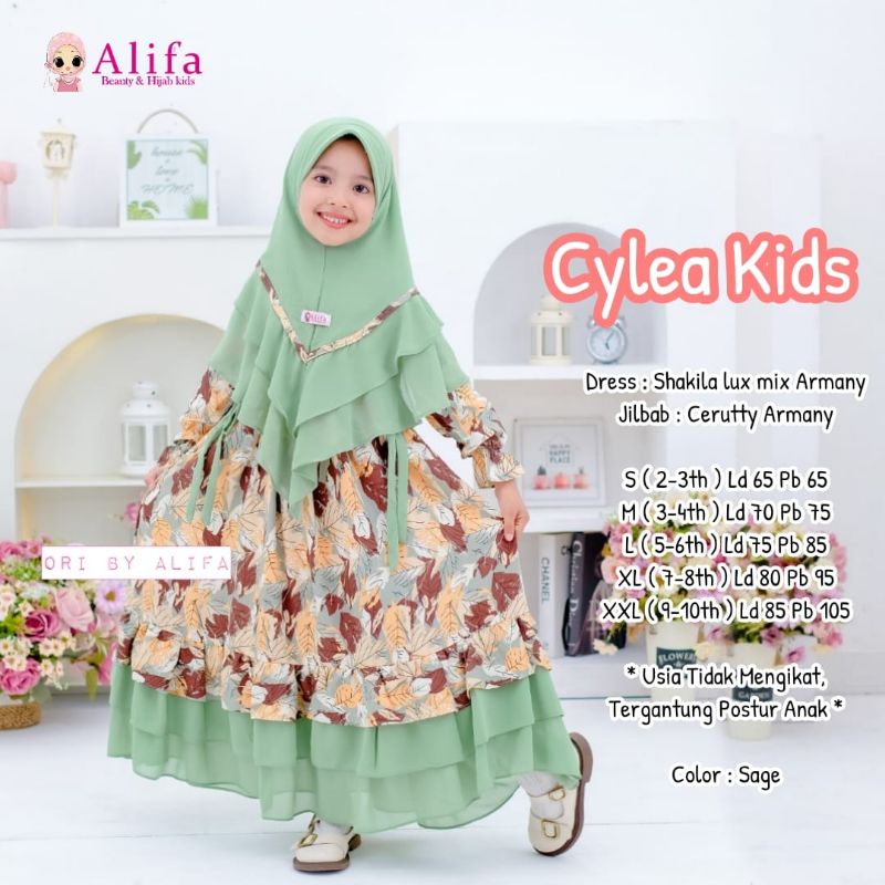 CYLEA SYARI KIDS ORI ALIFA KIDS | Dress+jilbab Anak