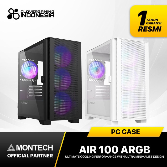 Montech Air 100 ARGB Case PC Gaming Tempered Glass Casing Komputer