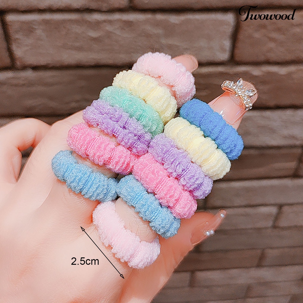 Twowood 100Pcs Karet Rambut Kotak Tinggi Elastis Aneka Kecil Dapat Digunakan Kembali Aksesoris Rambut Lembut Warna Permen Wanita Gadis Ikat Rambut Ponytail Holder Perlengkapan Rumah