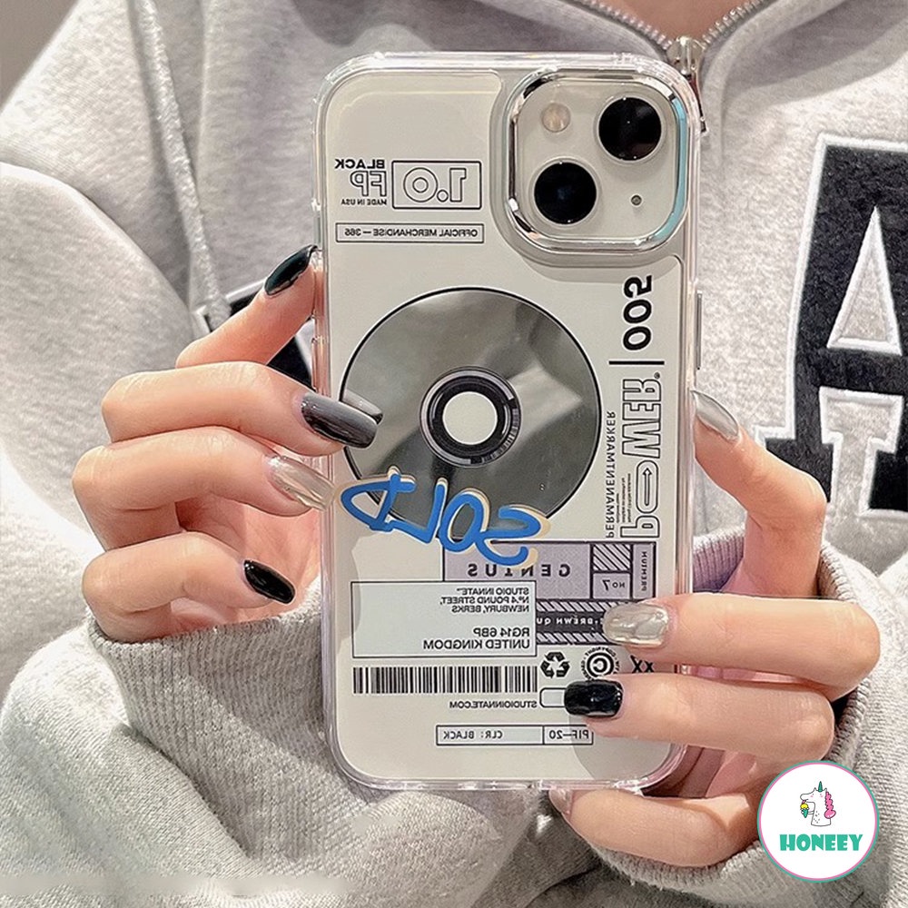 IPHONE Casing Ponsel Label Cermin CD Retro Mewah Kompatibel Untuk Iphone14 13 12 Pro Max11 Glitter Kreatif Huruf Soft Cover INS Shell