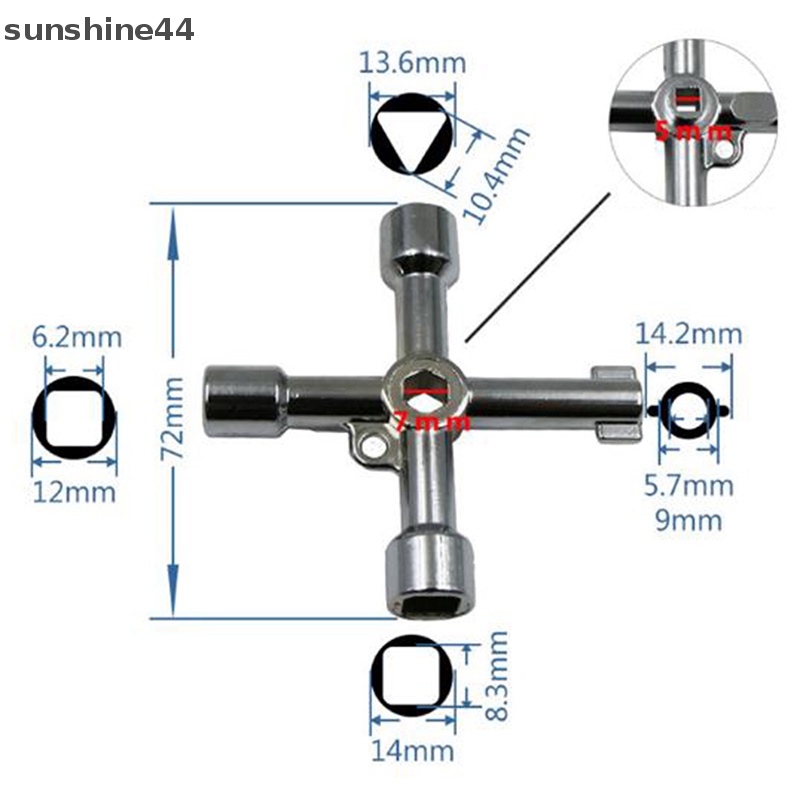 Sunshine Kunci 4arah Utility Untuk Meteran Gas Air Listrik Box Lemari Cabinet Buka Kunci ID