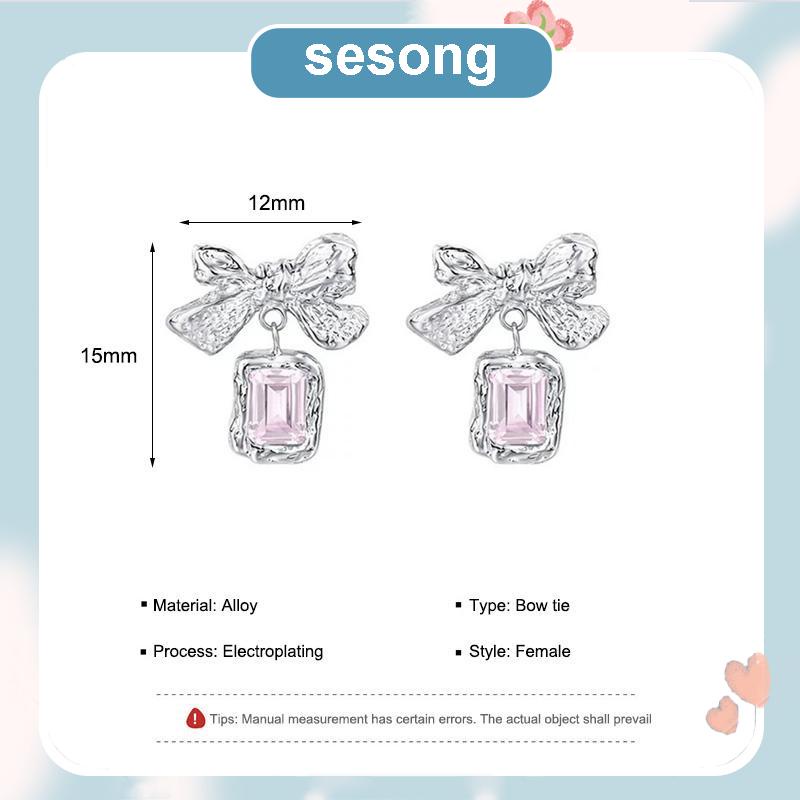 Anting Dasi Kupu-kupu Berlian Zircon Bow Stud Anting Fashion Korea Gaya Untuk Wanita SS