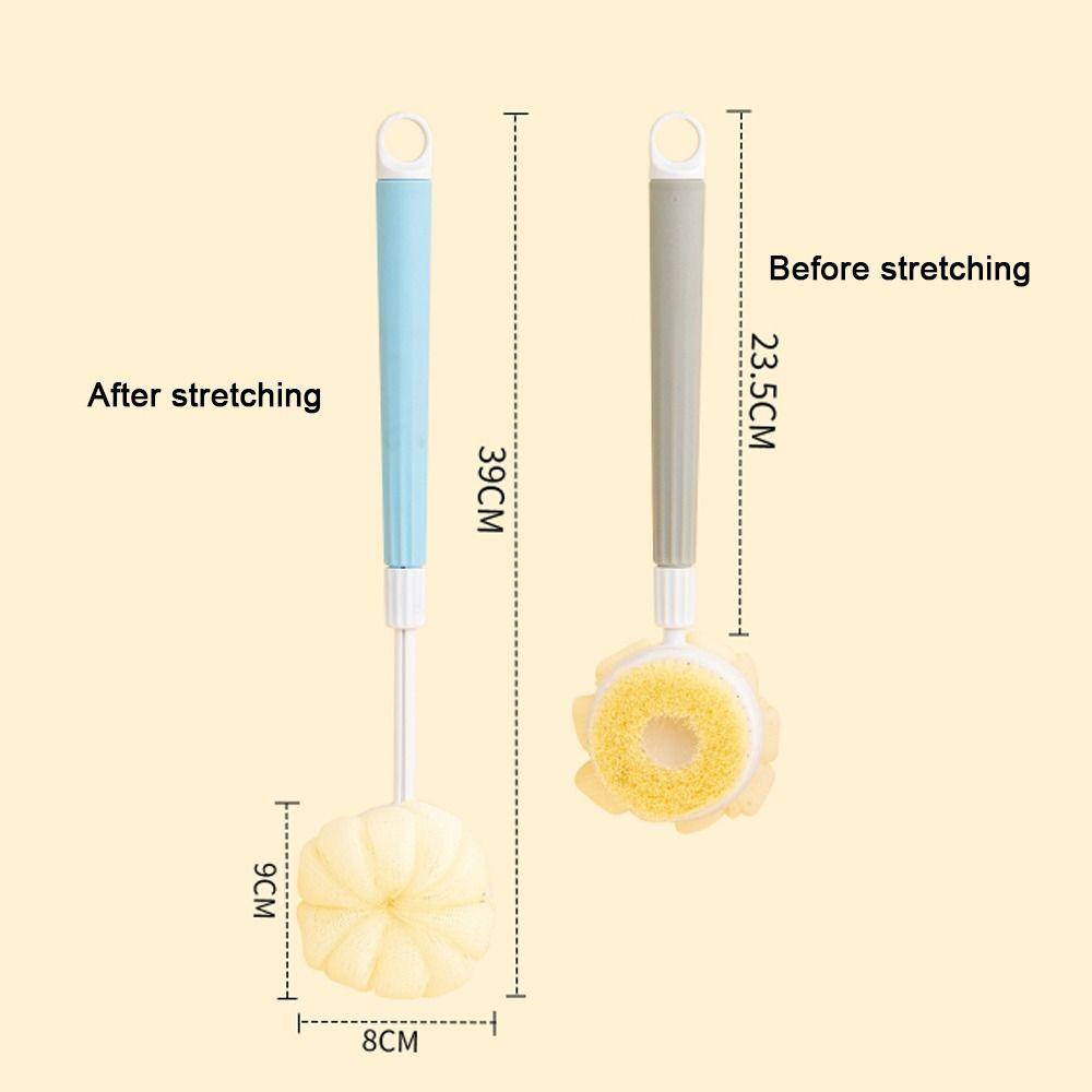 【 ELEGANT 】 Sikat Mandi Nyaman Scalable Gagang Panjang Exfoliating Pembersih Kulit SPA Body Brushes