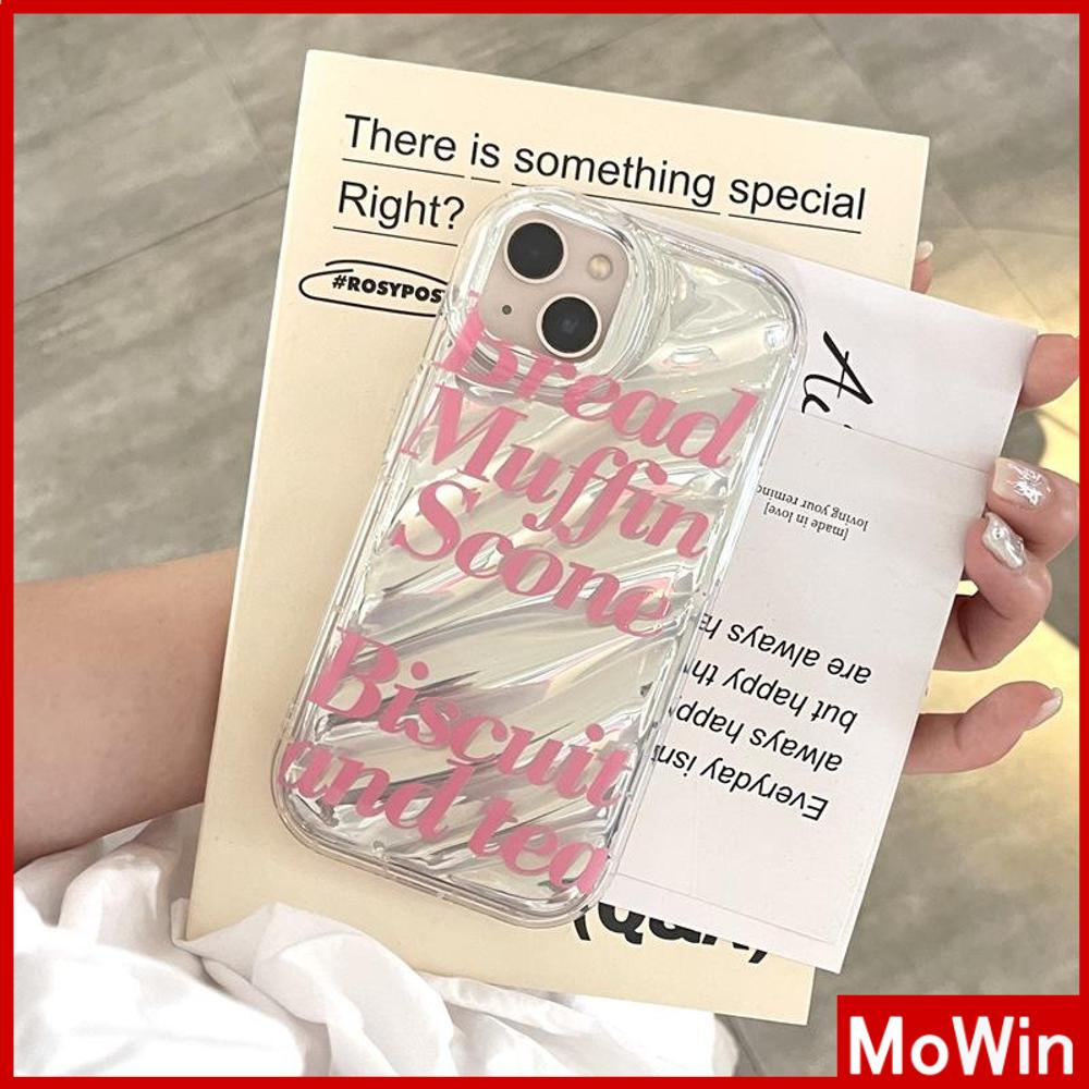 Case iPhone 14 Pro Max iPhone Case Laser Reflektif Bening Phone Case TPU Soft Case Airbag Tahan Guncangan Merah Muda Sederhana Bahasa Inggris Kompatibel dengan iPhone 13 Pro Max 12 Pro Max 11 Xr Xs Max