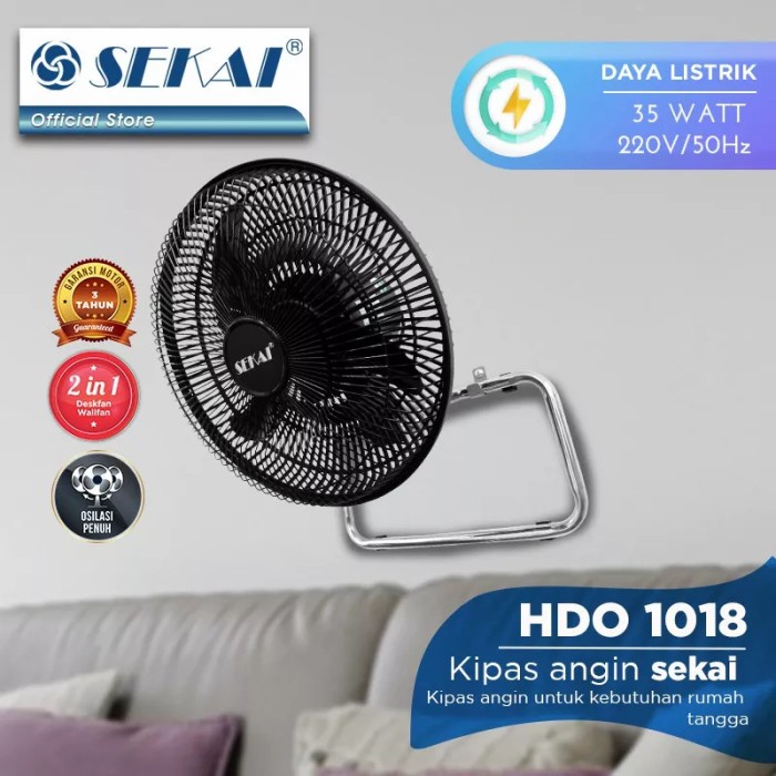 Sekai Kipas Angin Meja Dinding 10inch HDO 1018S 1018 S Desk Wall Fan