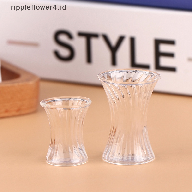 {rippleflower4.id} 1pc 1:12 Miniatur Rumah Boneka Vas Kaca Pot Bunga Dekorasi Botol Transparan~