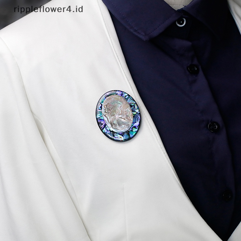 {rippleflower4.id} Bros Cameo Cangkang Abalone Alami Pin Perjamuan Pernikahan Bros Hadiah Pengantin~