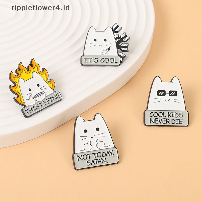 {rippleflower4.id} Headset Keyboard Kartun Kucing Mouse Oil Drop Lapel Bros Badge Pin Hadiah Denim~