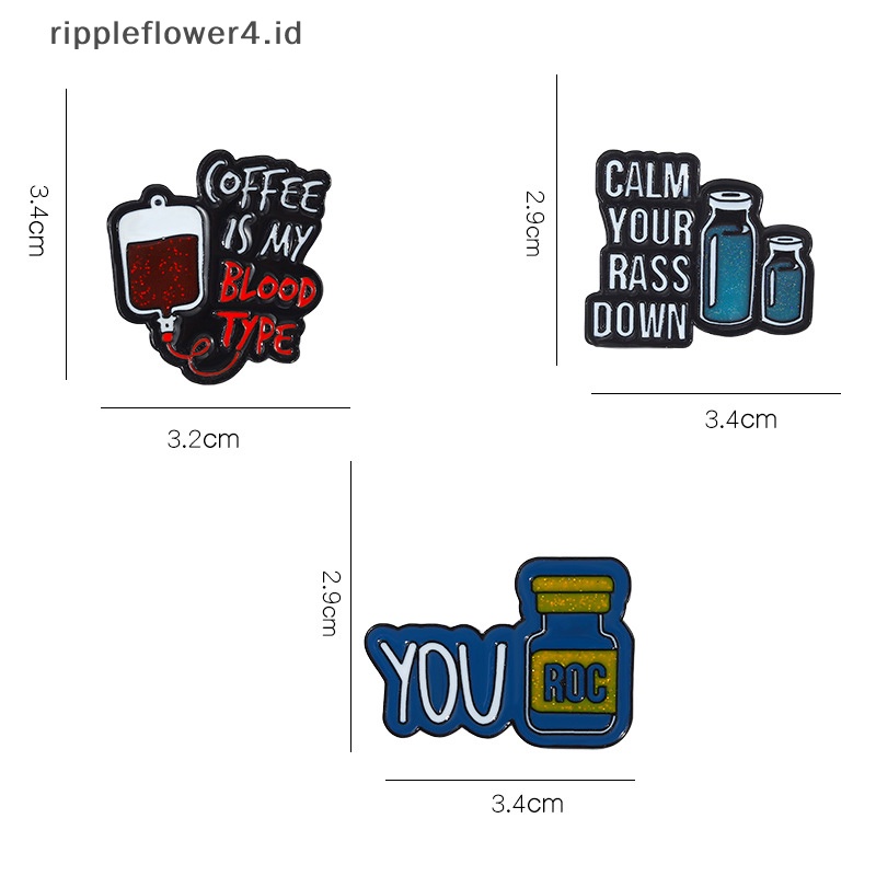 {rippleflower4.id} 1pcs Coffee is My Blood Type Enamel Pin Bros Calm Down You ROC Lapel Badges Punk Lucu Perhiasan Hadiah Untuk Teman Anak~