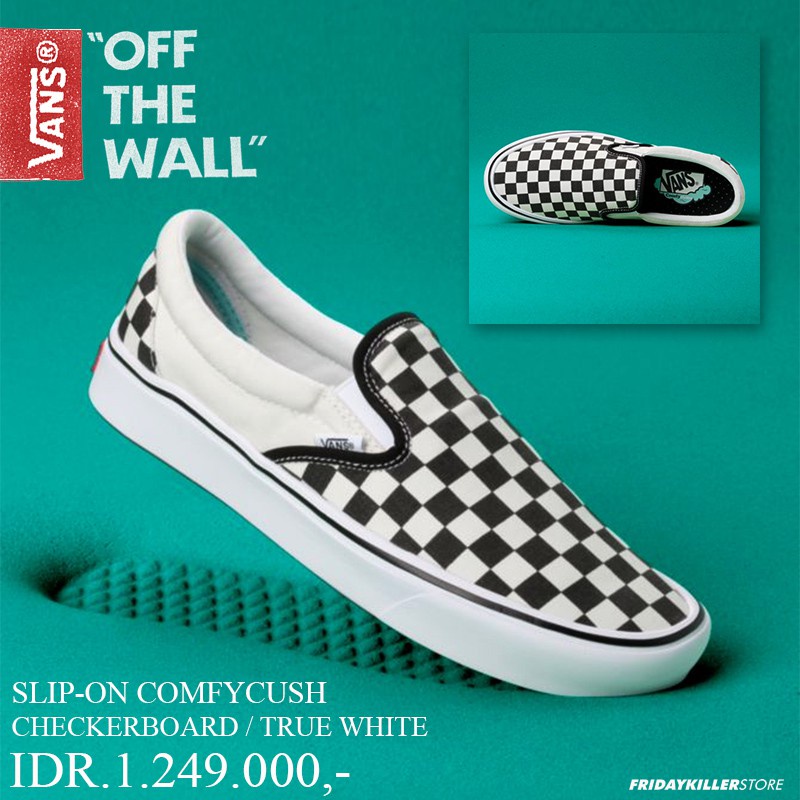 SEPATU VANS OFF THE WALL | SLIP ON COMFY CUSH CHECKER