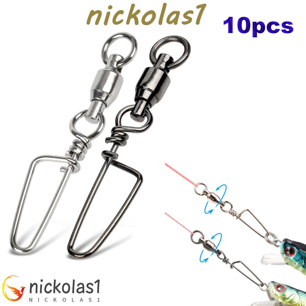 Nickolas1 Ball Bearing Kekuatan Tinggi Hitam Nikel Dilapisi Tahan Korosi Stainless Steel Lure Hook Konektor Pancing Konektor Coastlock Snap
