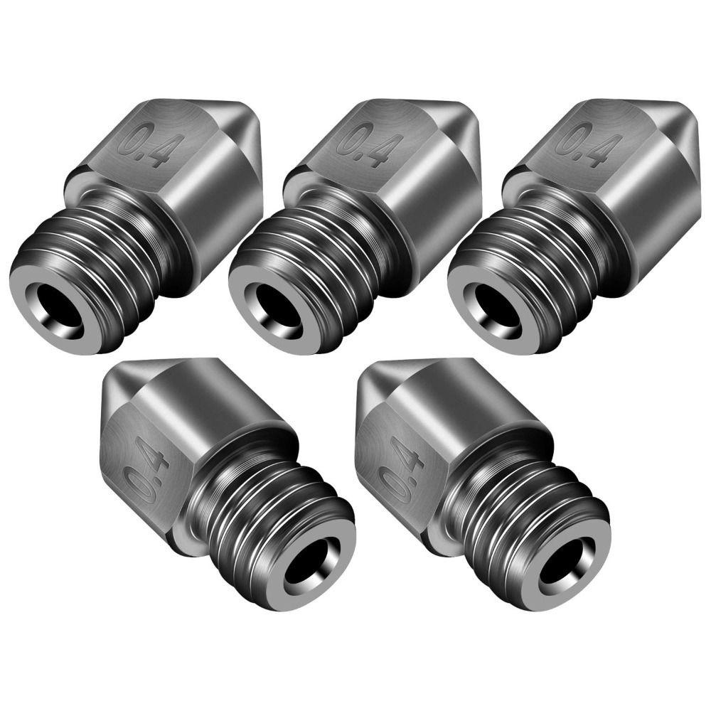 Populer 5pcs Hardened Steel Nozzle Baru Berkualitas Tinggi Tahan Lama 0.4mm MK8 Extruder Nozel Untuk Ender3/ Ender3 pro