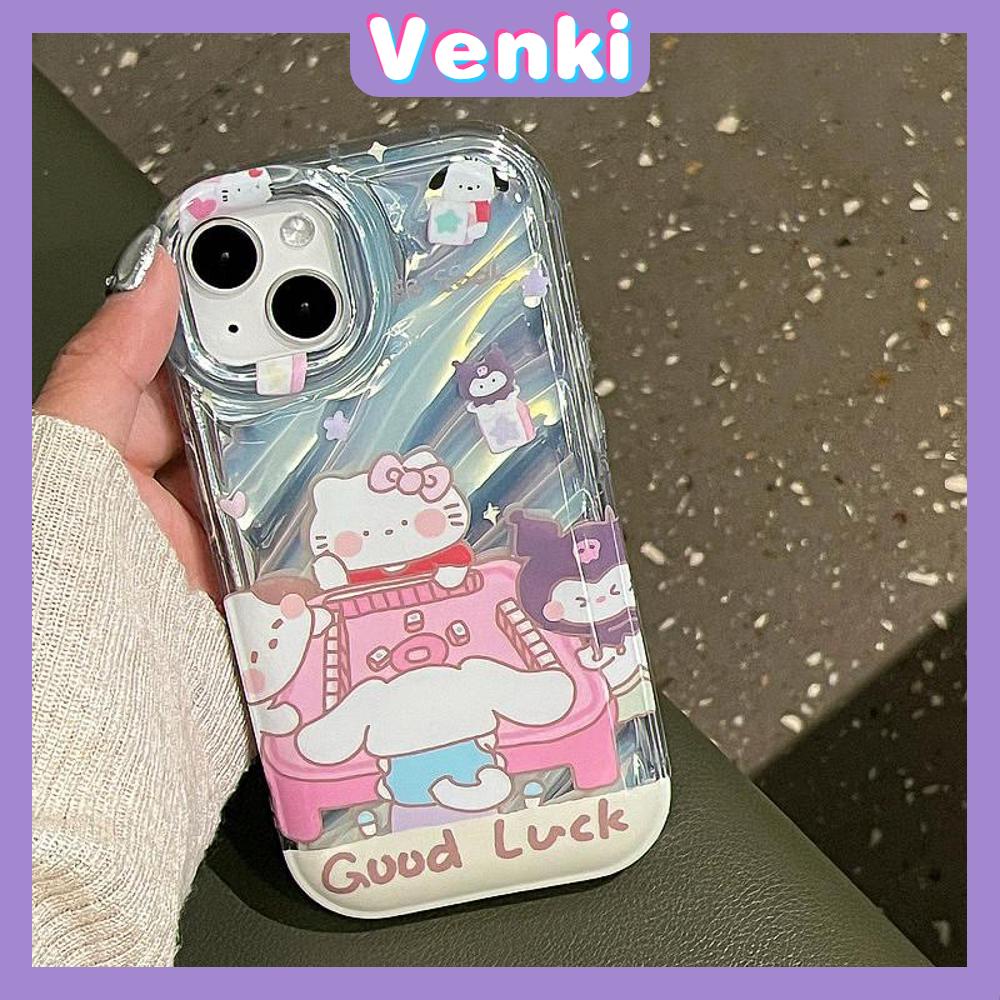 VENKI - Untuk iPhone 11 iPhone Case Laser Reflektif Bening Phone Case TPU Lembut Shockproof Airbag Phone Case Cute Selfie Cat kompatibel dengan iPhone 14 13 Pro max 12 Pro Max XR XR 7 8