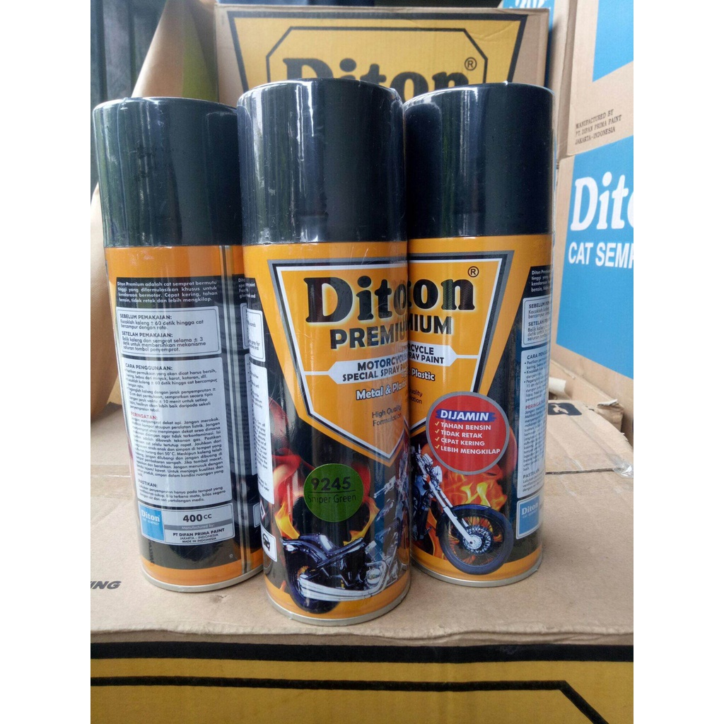 Pilok Diton premium Sniper green 9245 400cc pilox hijau terang hijau cat semprot tahan bensin