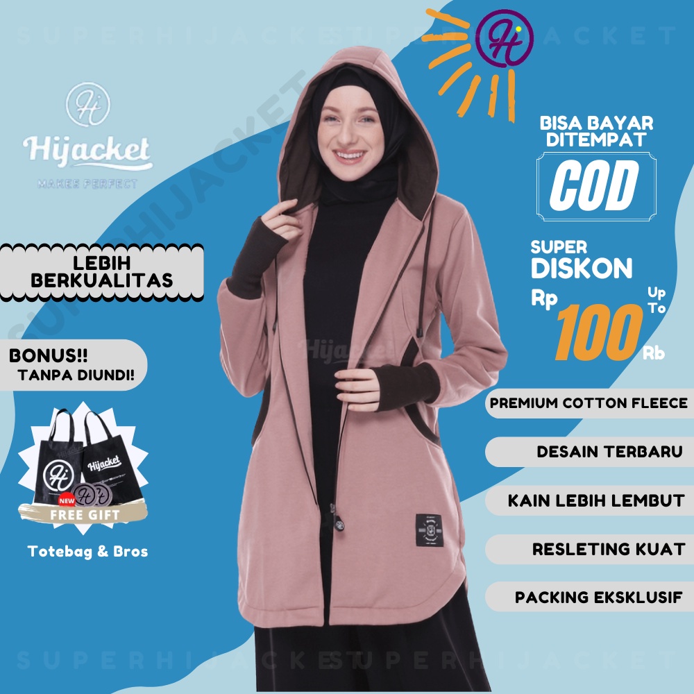 Jaket Cewek Jaket Panjang Wanita Jaket Hijabers Hoodie Panjang Wanita Jaket Perempuan Remaja Hoodie 