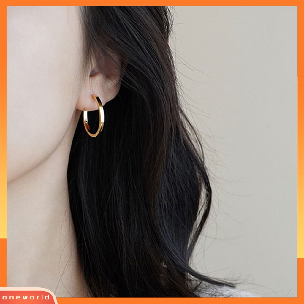 [WOD] 1pasang Wanita Anting Hoop Bulat Permukaan Halus Perhiasan Indah Fashion Penampilan Lingkaran Anting-Anting Perhiasan Aksesoris